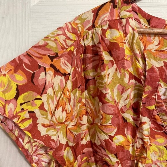 Torrid Womens NWT Tie Neck Crepe Vneck Floral Burnt Orange Peasant Blouse Top 3X - Picture 7 of 9